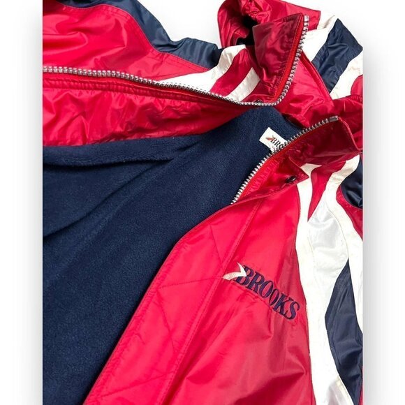 Brooks Vintage 90s FLEECE-LINED Retro Designer Waterproof Jacket - Womens Large - Picture 3 of 4